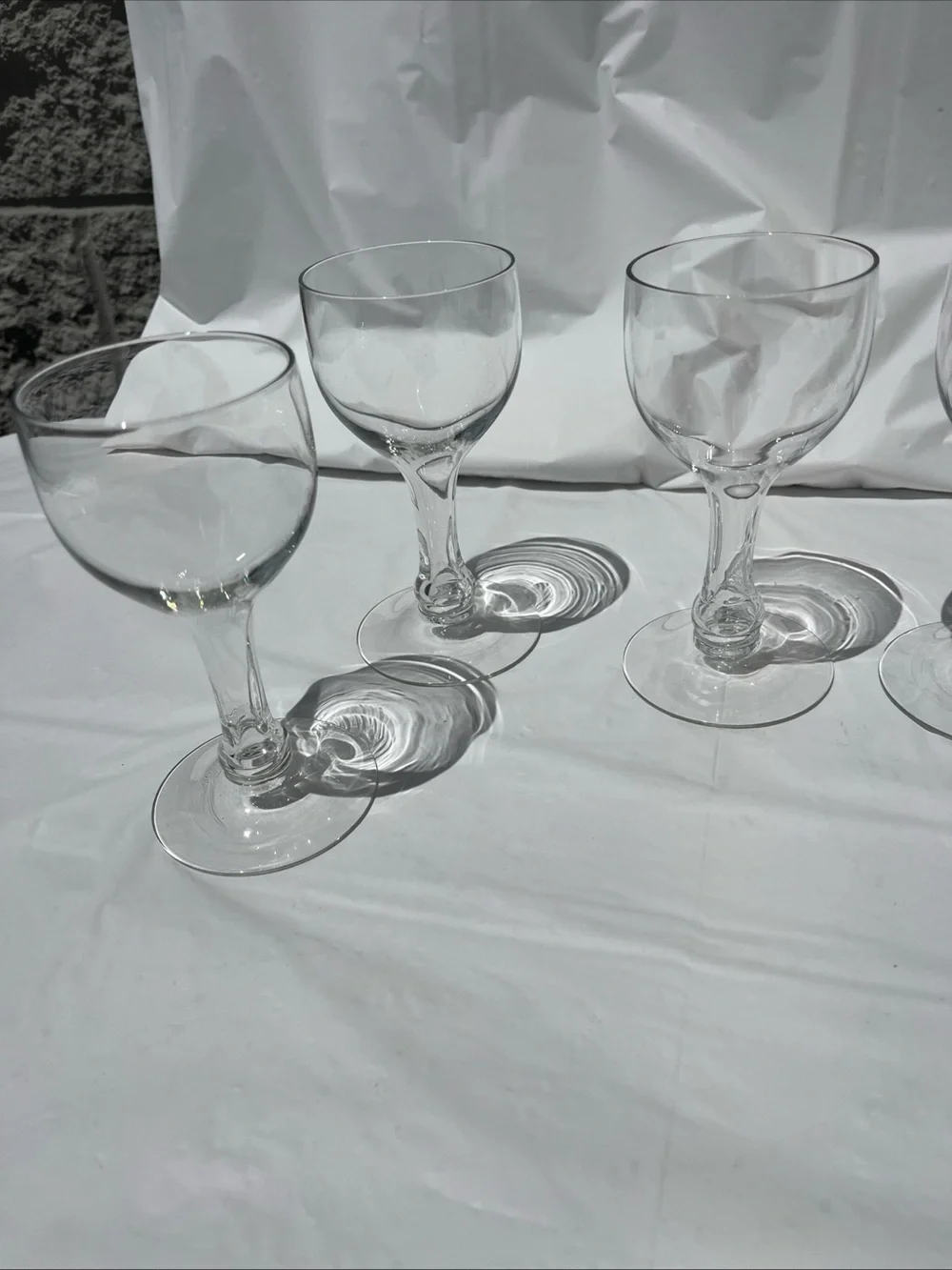 Set of 6 UV Reactive MCM Vintage Hollow Stem Wine Glasses 5x2.5 inches
